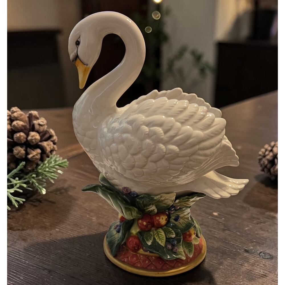 Swan Candleholder Fitz and Floyd Essentials Holiday Swan Collection Christmas - Picture 2 of 10